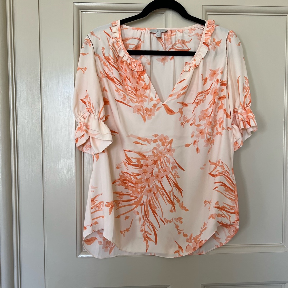 Joie orange floral blouse